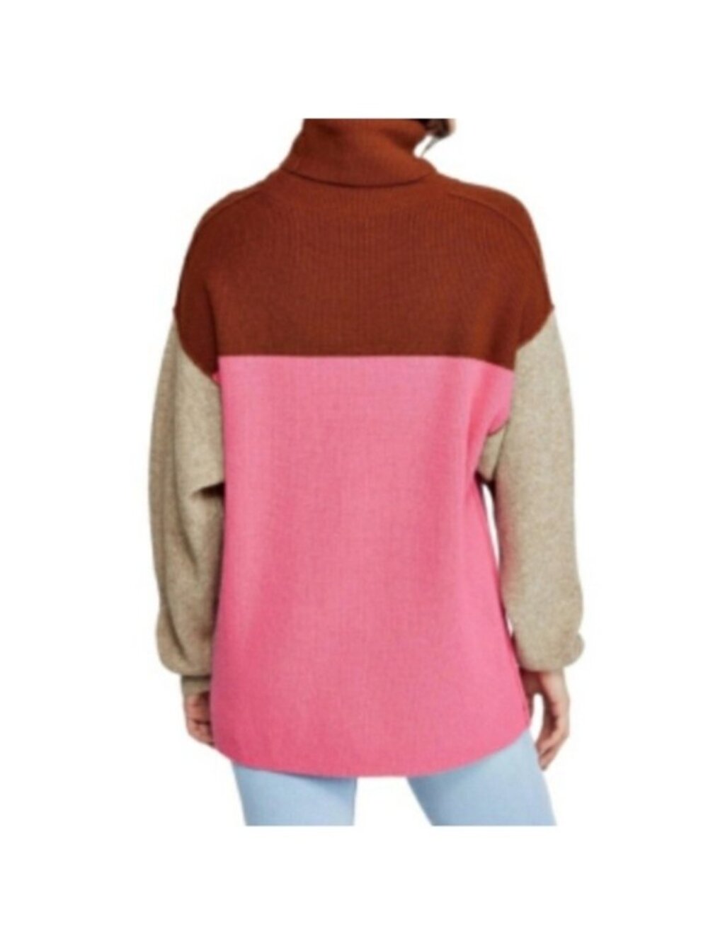 Free People Soft Structured Colorblock Turtleneck Sweater Size S - Picture 5 of 10